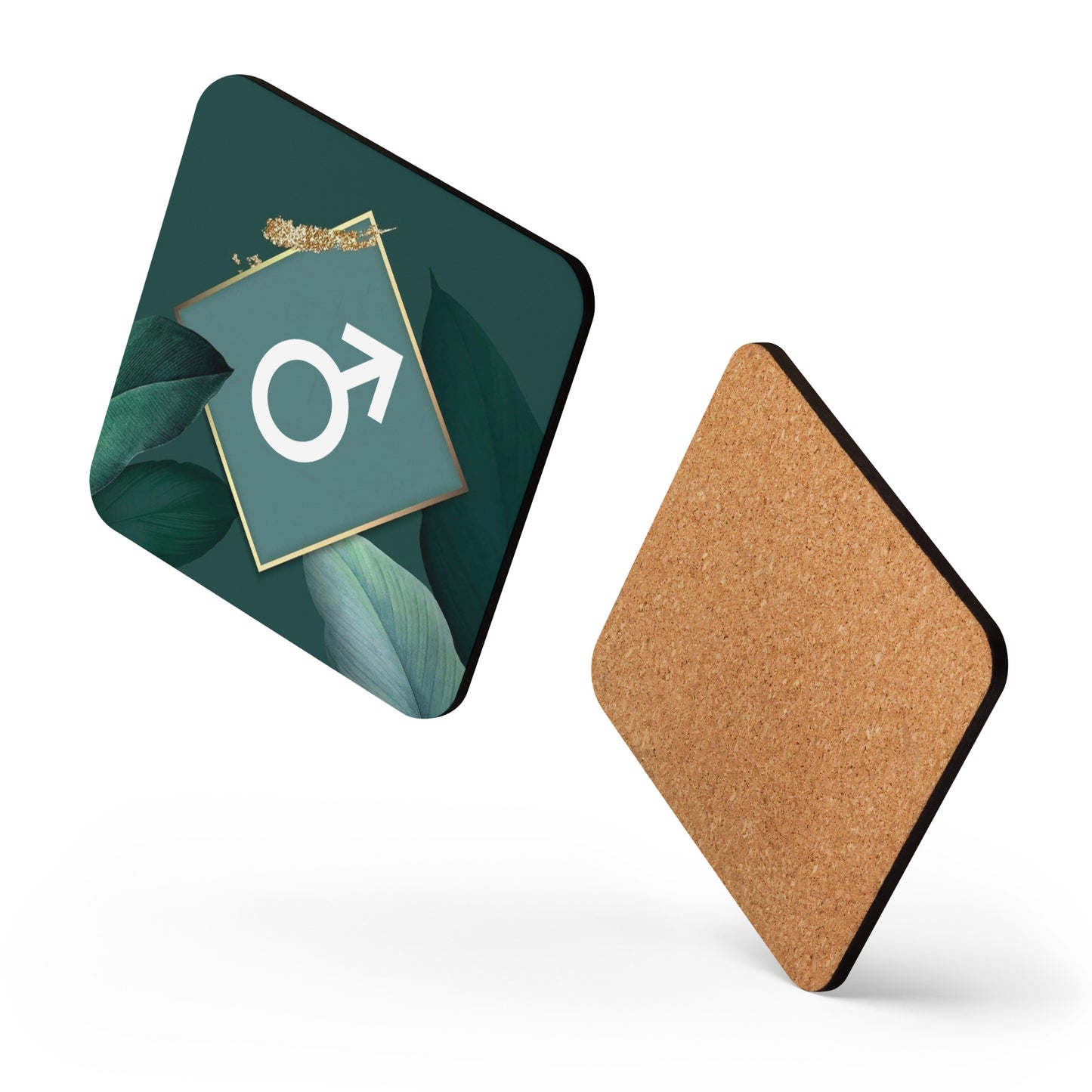 Dessous de verre/Tasse en liège - Signe Mâle royal blanc, 1 pièce