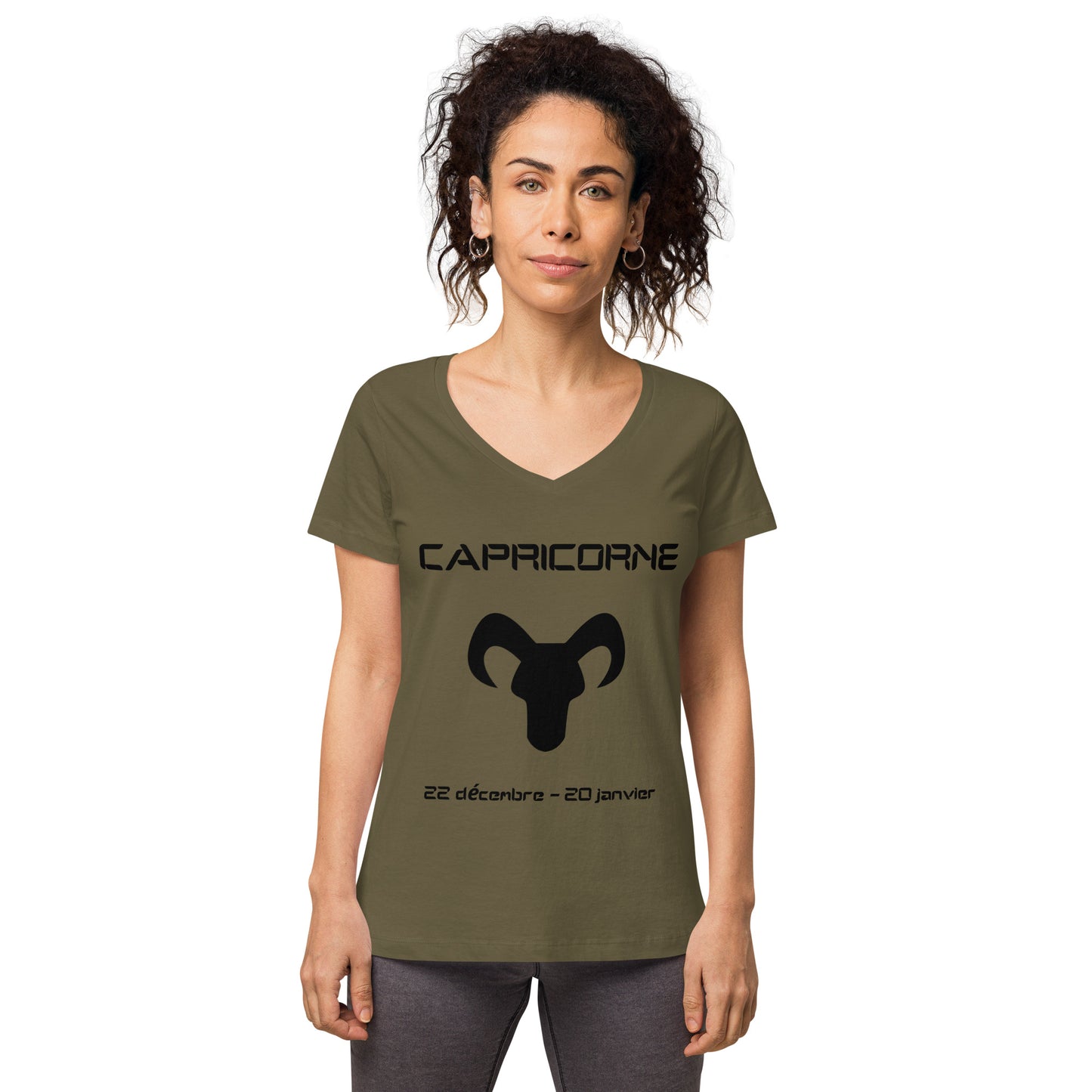T-shirt col V ajusté femme - Signe Astro Capricorne