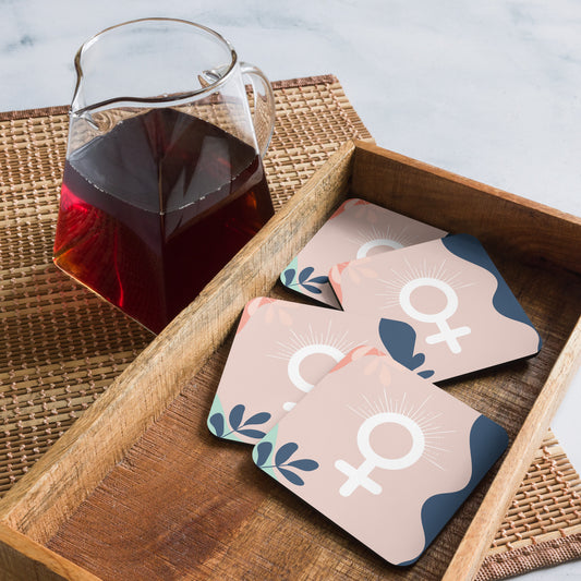 Dessous de verre/Tasse en liège - Signe Femelle rose, 1 pièce