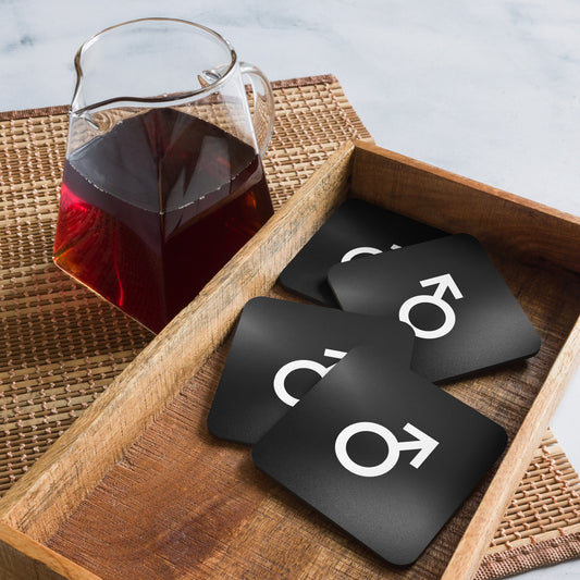 Dessous de verre/Tasse en liège - Signe Mâle noir, 1 pièce