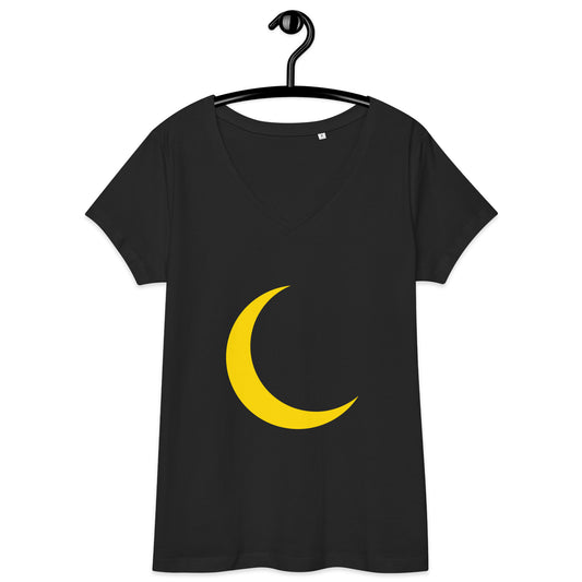 T-shirt col V ajusté femme - Symbole Lune