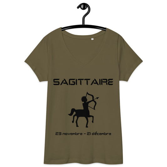 T-shirt col V ajusté femme - Signe Astro Sagittaire