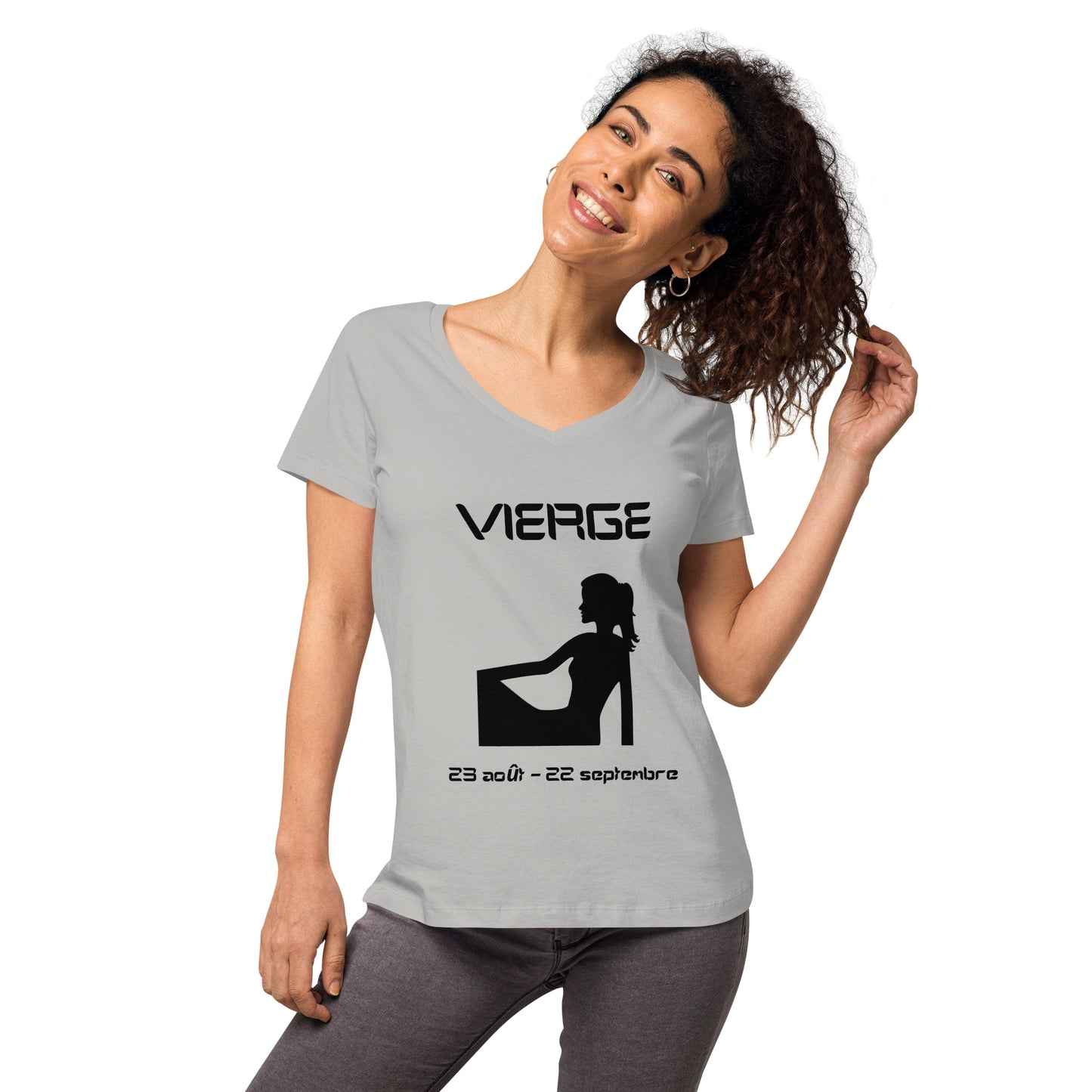 T-shirt col V ajusté femme - Signe Astro Vierge