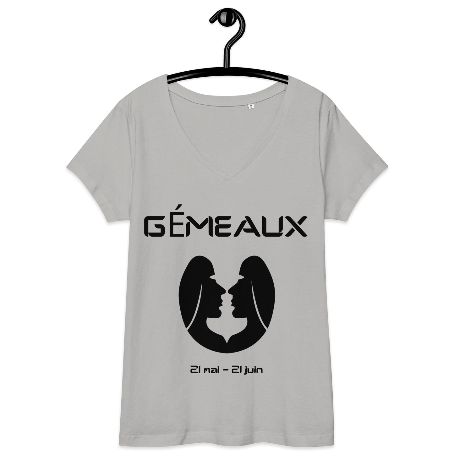 T-shirt col V ajusté femme - Signe Astro Gémeaux