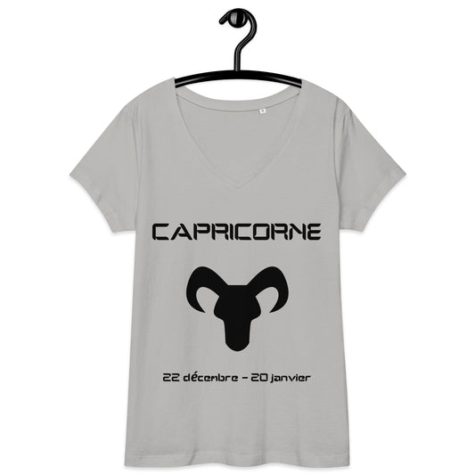 T-shirt col V ajusté femme - Signe Astro Capricorne