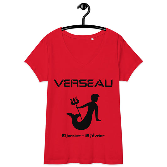 T-shirt col V ajusté femme - Signe Astro Verseau