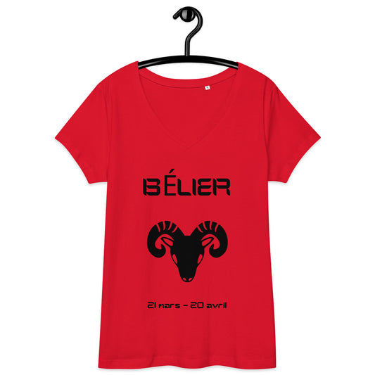 T-shirt col V ajusté femme - Signe Astro Bélier