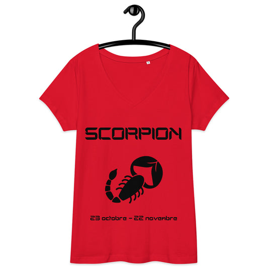 T-shirt col V ajusté femme - Signe Astro Scorpion