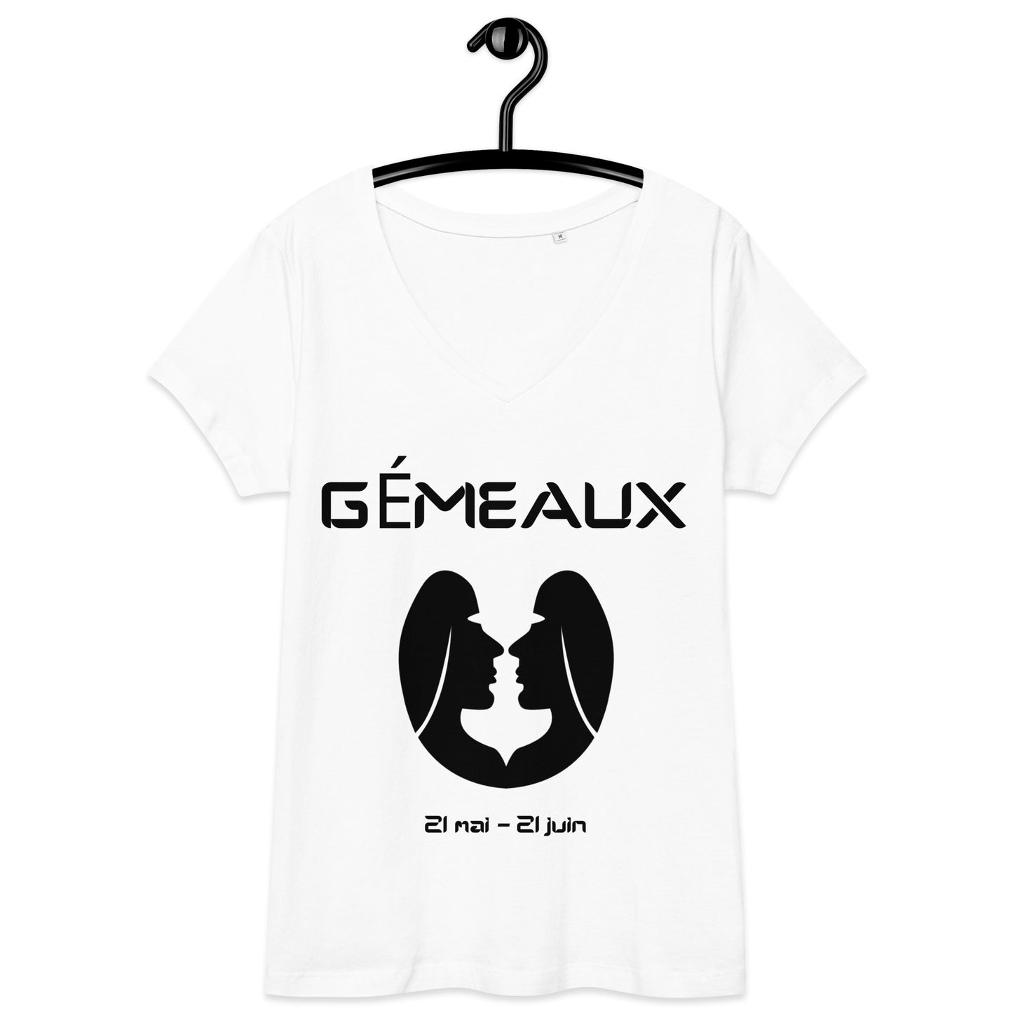 T-shirt col V ajusté femme - Signe Astro Gémeaux