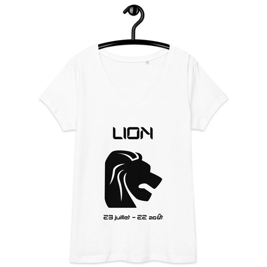 T-shirt col V ajusté femme - Signe Astro Lion