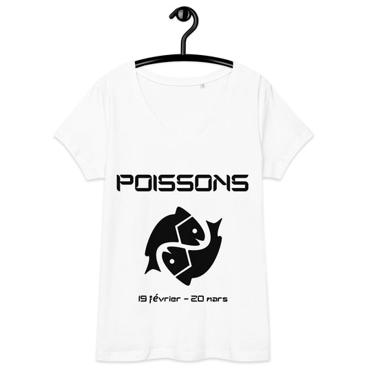 T-shirt col V ajusté femme - Signe Astro Poissons