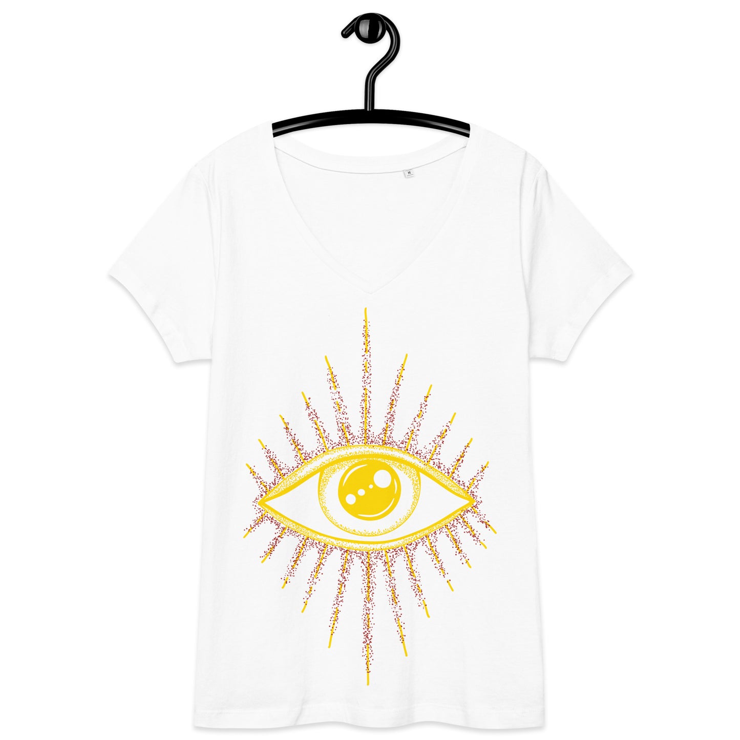 Tailliertes Damen-T-Shirt mit V-Ausschnitt – Eye Symbol