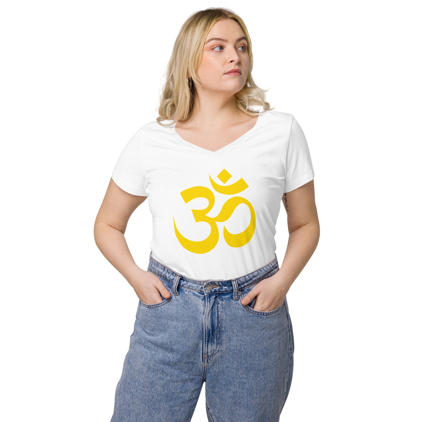 T-shirt col V ajusté femme - Symbole AUM