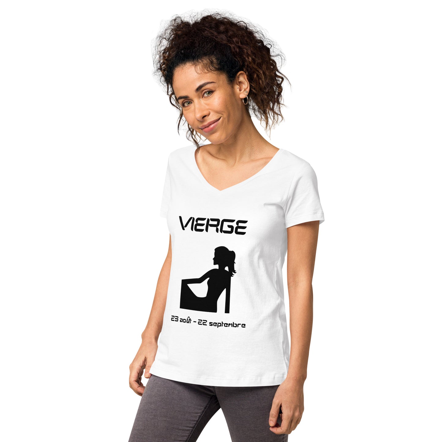 T-shirt col V ajusté femme - Signe Astro Vierge