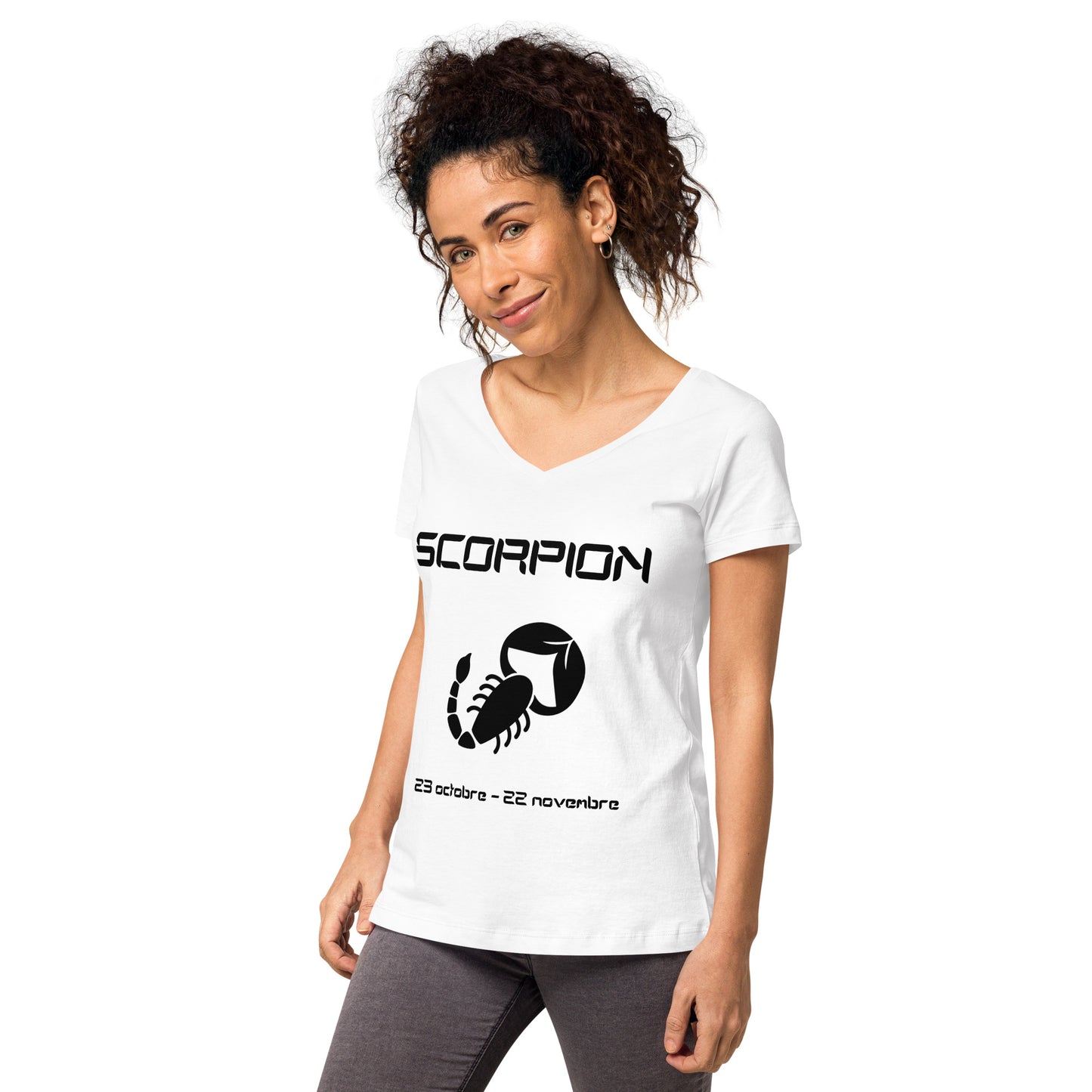 T-shirt col V ajusté femme - Signe Astro Scorpion